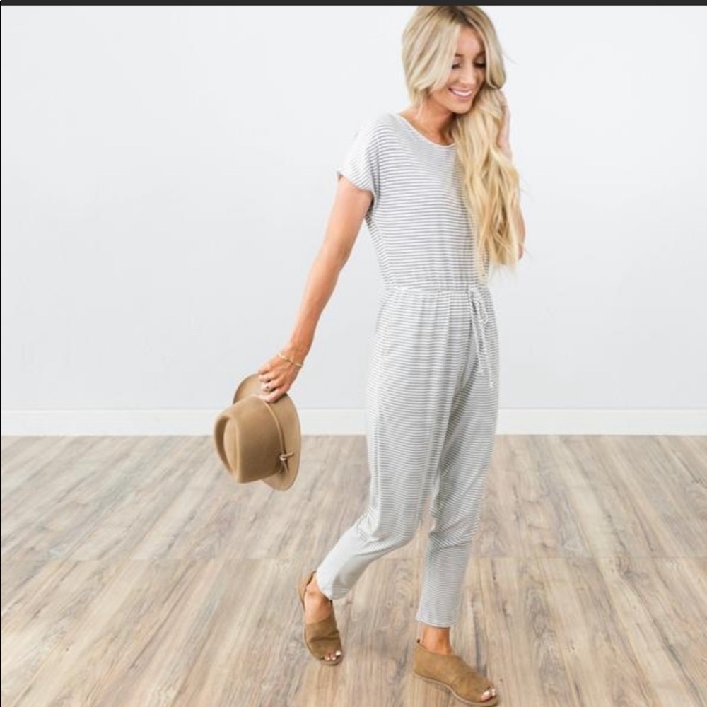 White striped jumpsuit